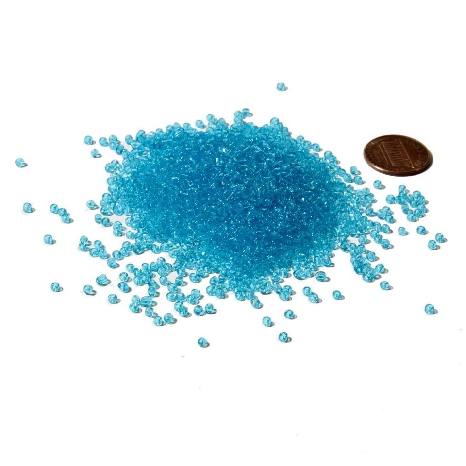 Lote (1800) cuentas de vidrio semilla rondelle azul agua checo vintage 2 mm Foto 2 de 2