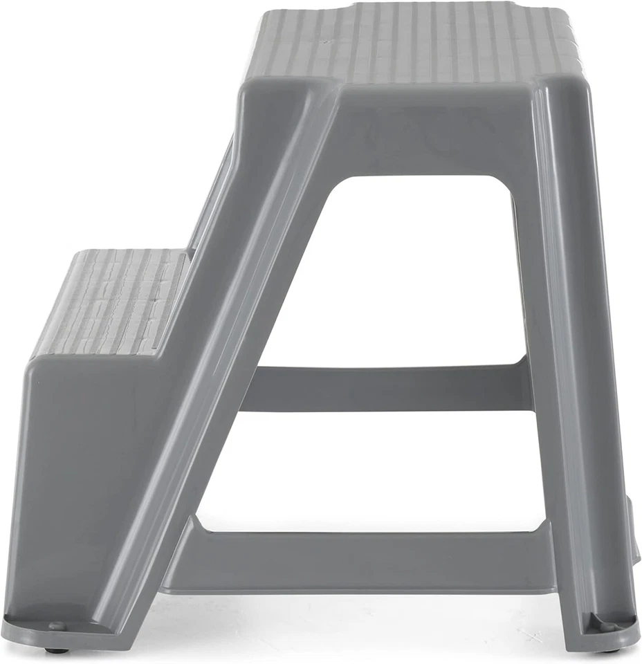 Taburete de plástico moldeado de 2 pasos mango recortado antideslizante peldaño de 300 libras de capacidad Foto 4 de 4