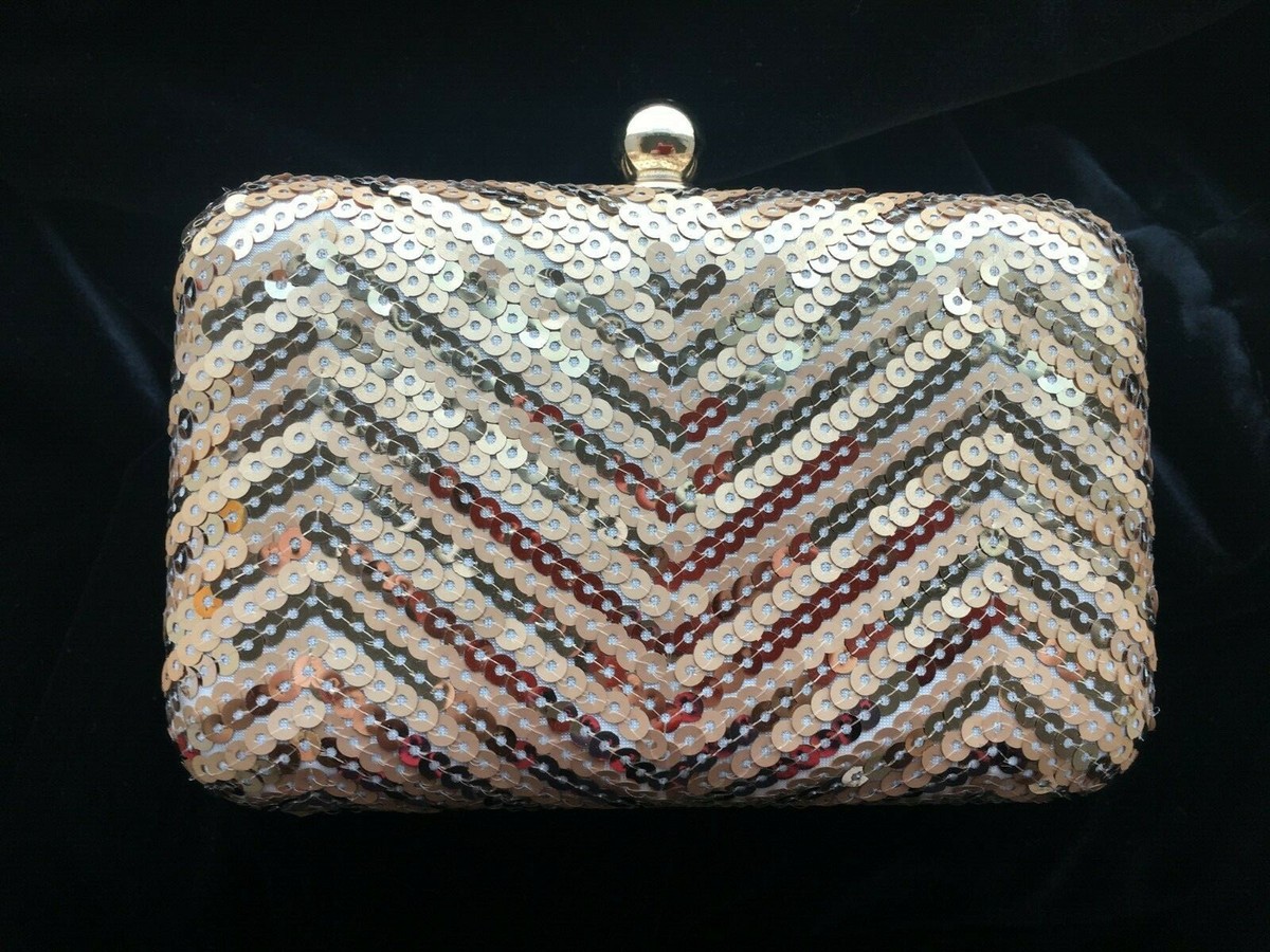 white house black market seguing gold Box Clutch bag NWT