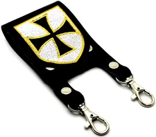 Knight Templar Masonic Belt Sword Scabbard Holder Crusader BLACK CROSS 