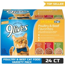 9Lives Poultry And Beef Variety Pack, 5.5 Ounce Can (Pack of 24)