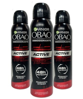 Garnier OBAO Deodorant ACTIVE Fragrant Scented Deodorant Anti-Stain Spray 3-Pack