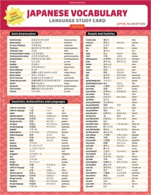 Japanese Vocabulary Language Study Card: Essential Words and Phrases for Jlpt an
