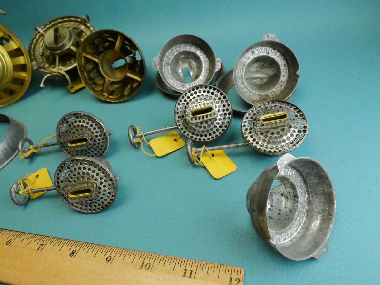 Lot Of 7 Antique / Vintage Kerosene Oil Lamp wick adjusters / burners