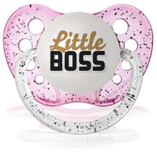Little Boss Pacifier - Unisex - Available in Pink, Black and Clear - 0-18 months