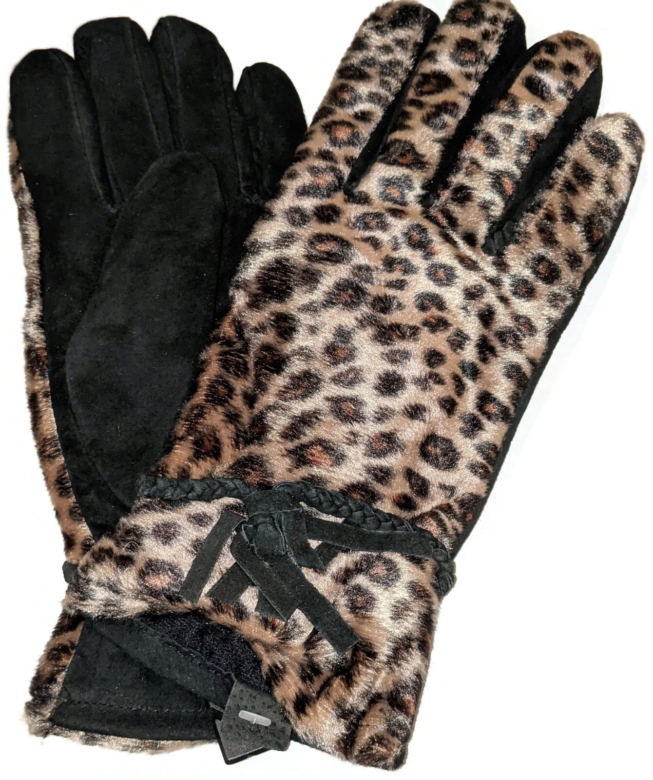 Woman's Leopard Thinsulate Leather Palm Gloves Size- XLarge