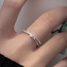 925 Sterling Silver Leaf Branch Crystals Adjustable Ring Women Mens Girls Gift