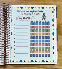 Daily Chores Cleaning Schedule Dashboard Insert for use w/ Erin Condren Planner~