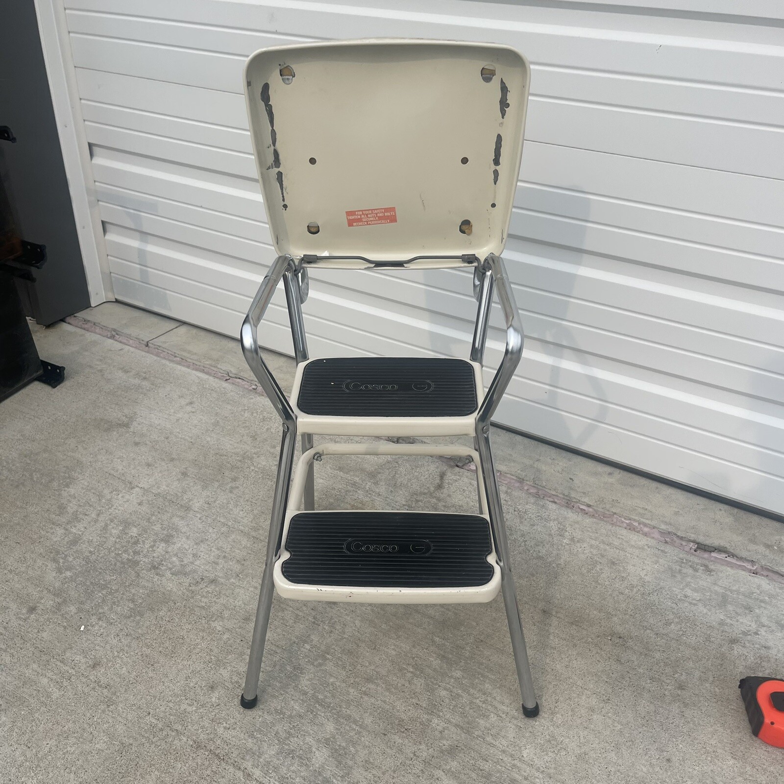 Vintage COSCO Stylaire Chair mid century and Step Stool Flip up Seat