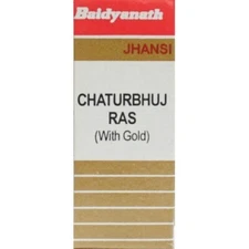 Baidyanath Chaturbhuj Ras with gold, 1gm , pack of 2, for respiratory issues