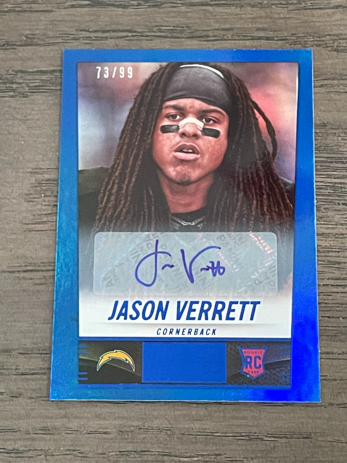 Jason Verrett Panini Score #381 Hot Rookies Autograph Blue