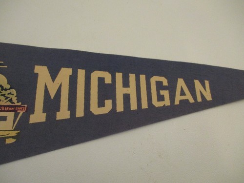 Vintage Crystal Falls Iron Mine Michigan Travel Pennant Graphic Blue Yellow 18" - Picture 3 of 6
