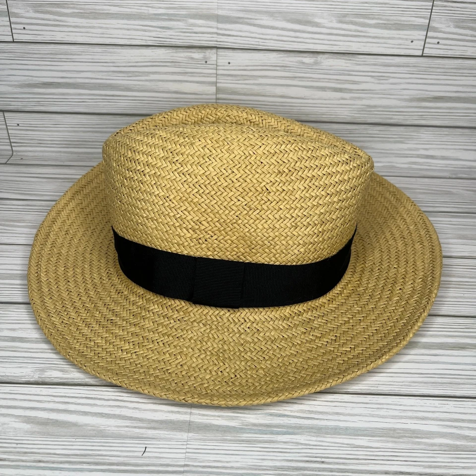 J. Sombrero de paja para mujer Crew de ala ancha empacable natural verano sol playa viaje Foto 3 de 4