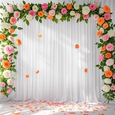 2 PCS White Sheer Chiffon Backdrop Curtains Drapes Birthday Wedding 5x8 FT