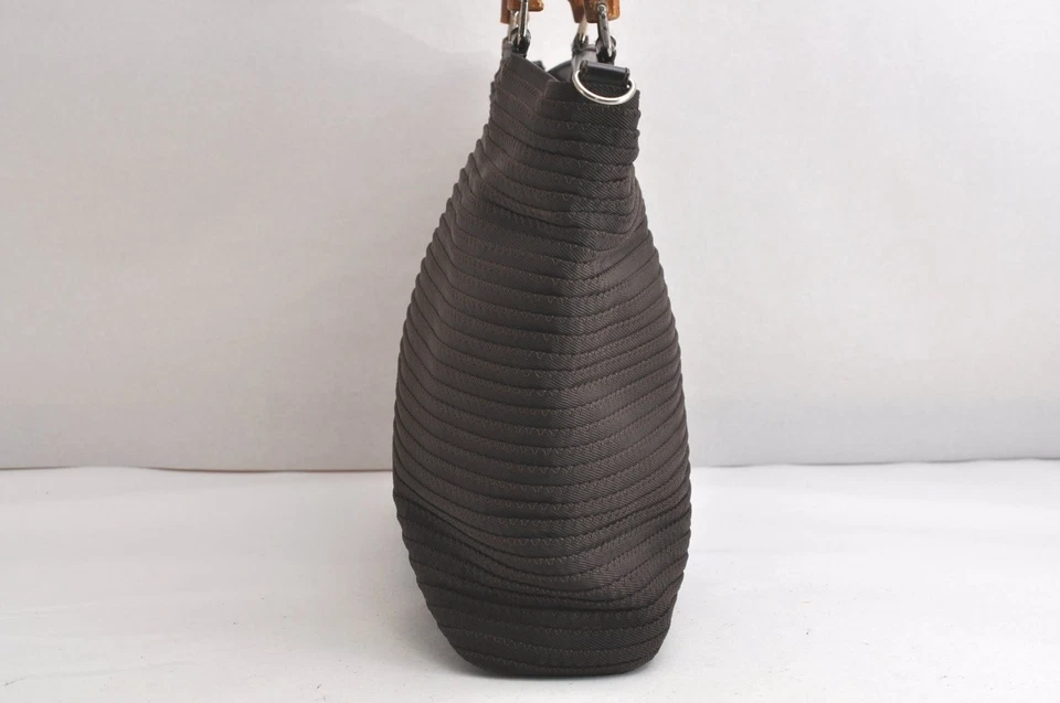 Auténtico Bolso de Mano GUCCI Bambú Vintage 2 Vías Nylon Cuero Marrón 4233N Foto 4 de 4