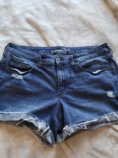 Universal Thread High Rise Midi Jean Shorts Womens Size 14/32 Distressed Denim