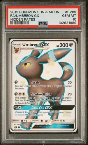 2019 POKEMON SUN & MOON HIDDEN FATES #SV69 FULL ART/UMBREON GX PSA 10