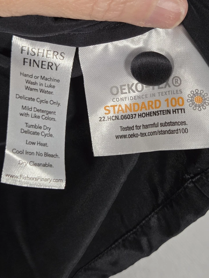 Top de pijama negro con botones 100 % seda morera Eileen Fisher para mujer M Foto 4 de 4