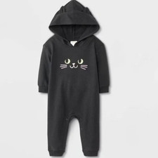 Baby Cat Jack BLACK CAT Halloween Hooded Romper Size 18 mo NWT