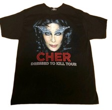 CHER Dressed to Kill Tour 2014 Size L Black Short Sleeve Graphic T-Shirt