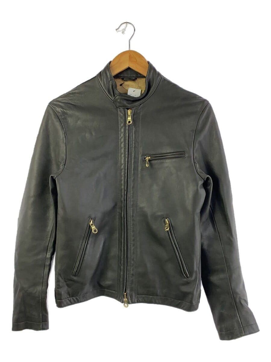 Cinquanta Leather Jacket Blouson 46 Sheep Green H-502 Used