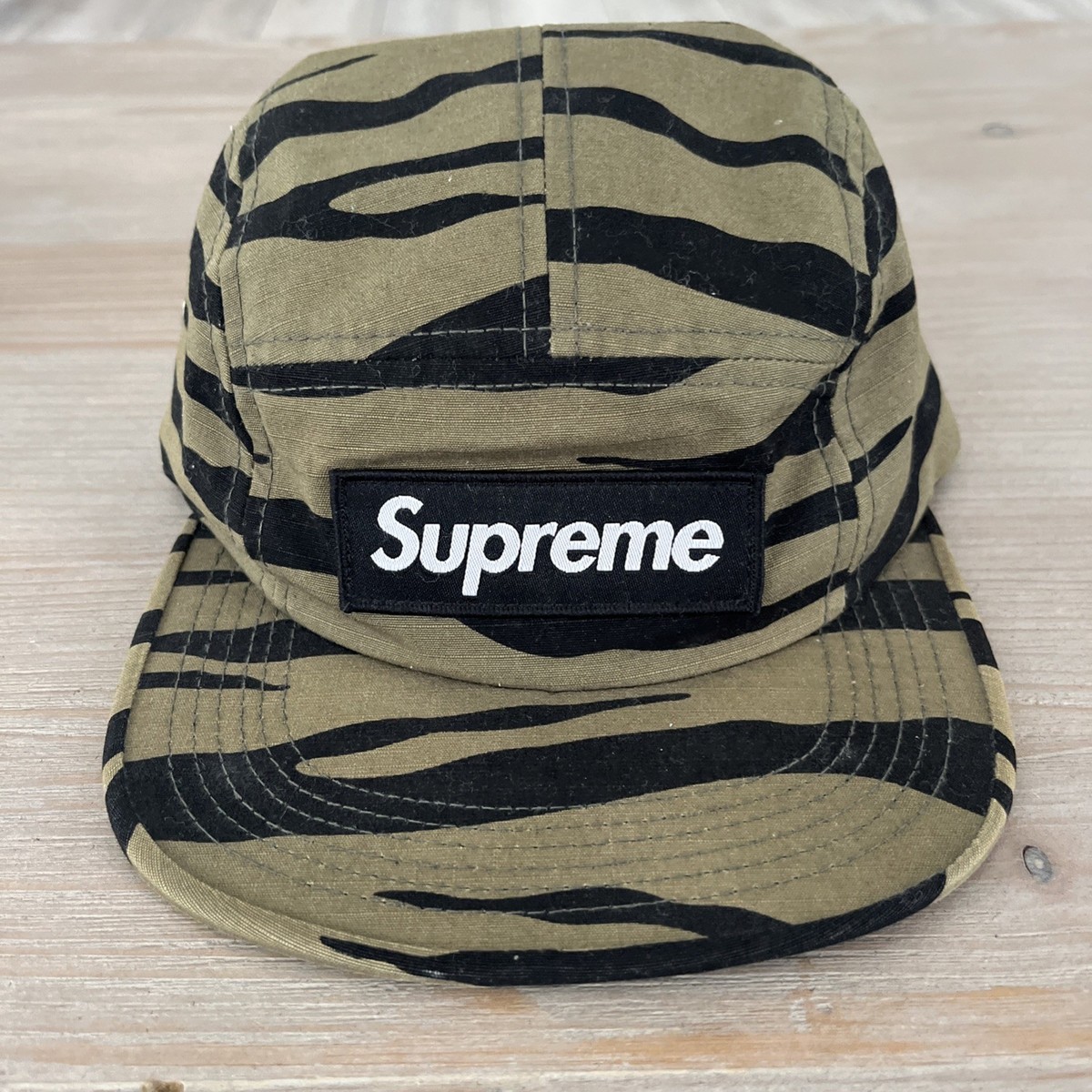 SS11 Supreme Zebra Camp Cap Olive Green 5 Panel Camo Hat Box Logo