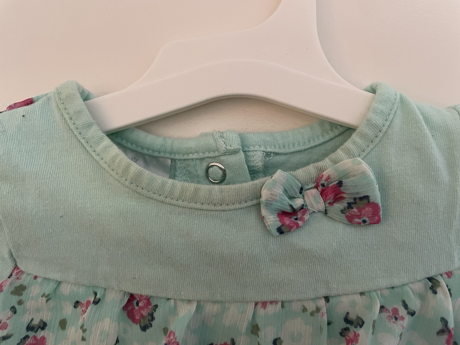 Small Wonders Baby Girl Pink Floral Tiered Polyester Long Sleeve Shirt Mint 6/9M image 3