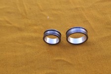 Damascus steel finger ring silver liner inside valentines couple gift 15/9 SIZE