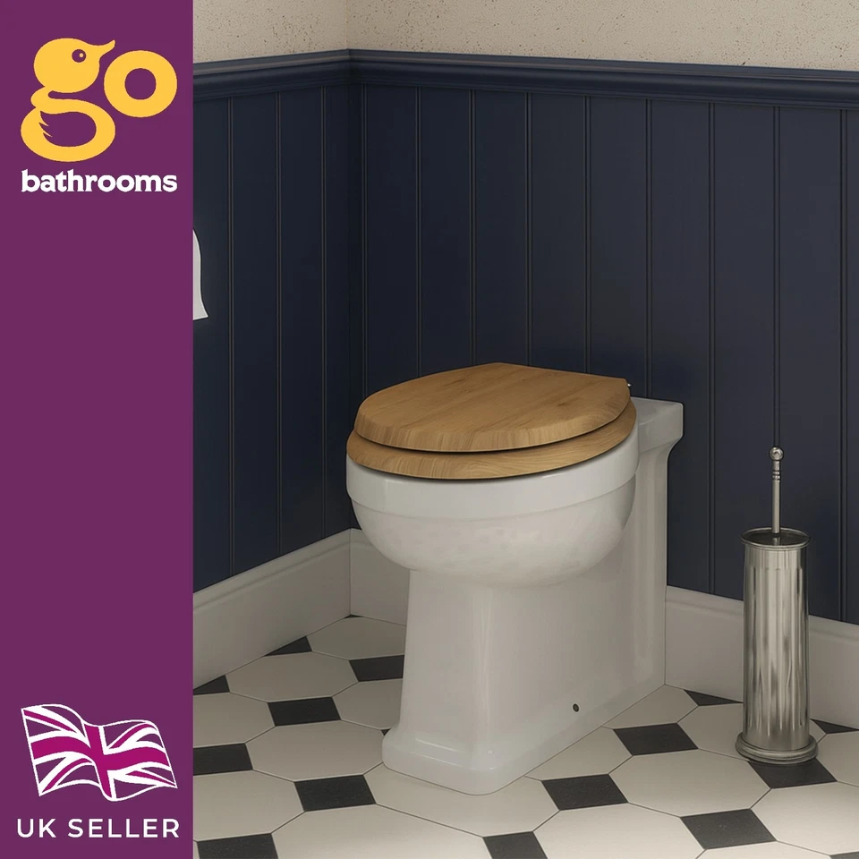 GO BATHROOMS Back to Wall Toilet Pan Compact Modern Traditional BTW WC Antibacterial Glaze