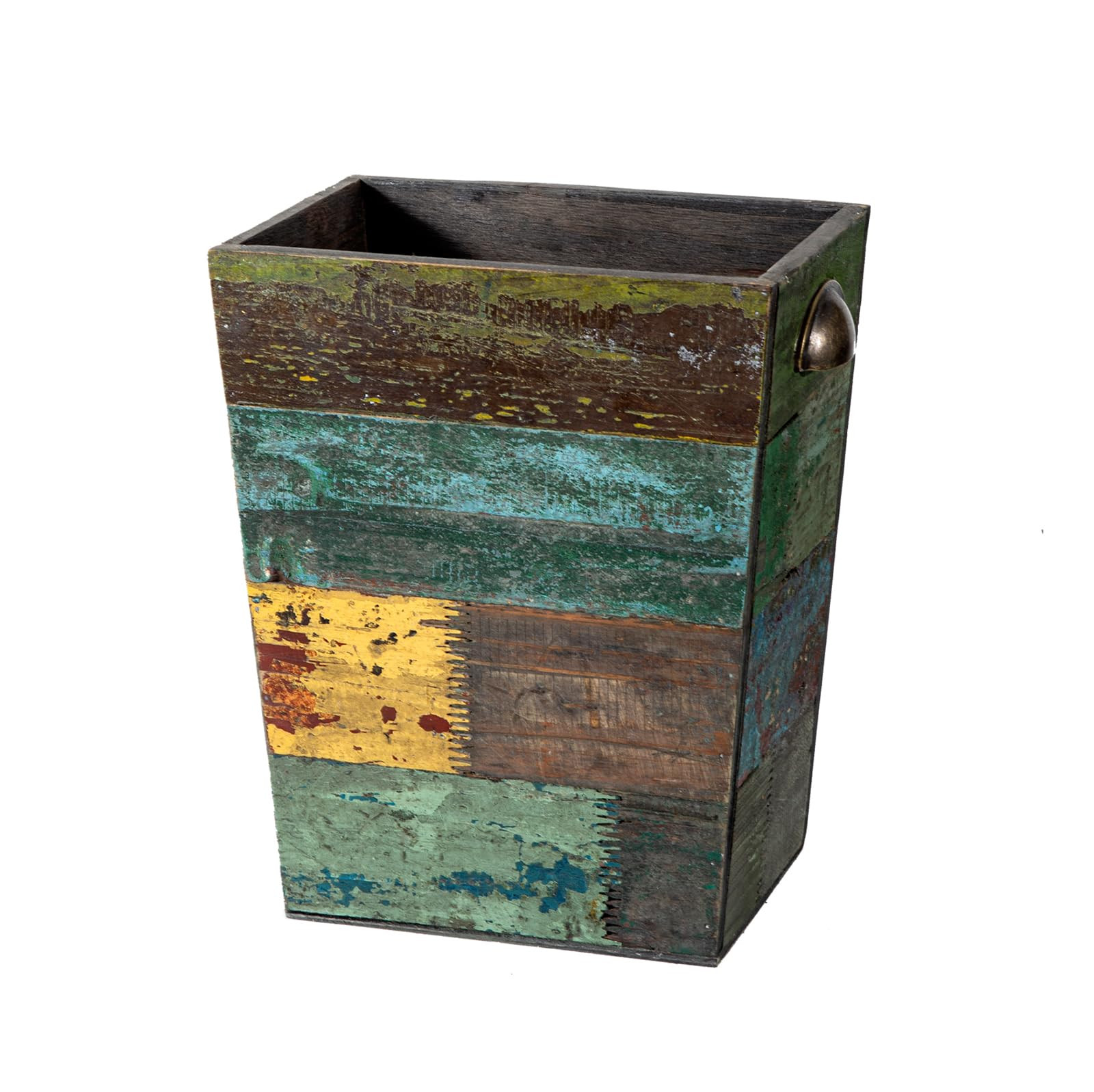 Small Wood Trash Can Wastebasket, Farmhouse Rectangular Garbage Can Waste Bas...