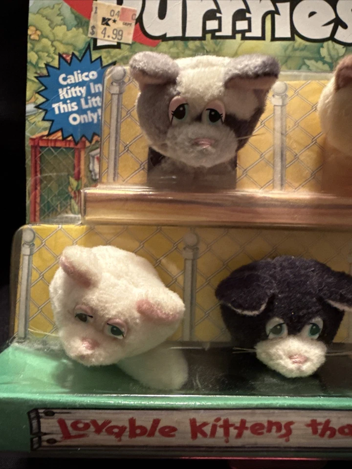 1995 GALOOB ФУНТ PURRIES 5 МИНИ ПЛЮШЕВЫЙ! ЭКСКЛЮЗИВНЫЙ CALICO KITTY! Новый из старых запасов! Новый в коробке! C36 - Изображение 2 из 4
