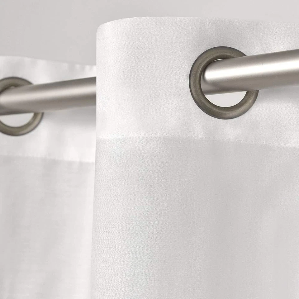 Chatra Faux Silk Grommet Top Curtain Panel Pair, 54"x96", Winter White - Image 3 of 4