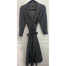 Jones New York Gray Wrap Dress Pleated Skirt 3/4 Sleeve Fully Lined Size 8 NWOT