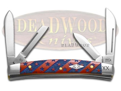 Case xx Knives Small Congress Stars Stripe Red Bone 1/500 Stainless Pocket Knife