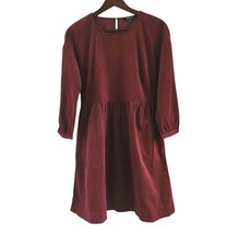 Madewell Sz XS Rust Relaxed Corduroy Mini Dress NWOT