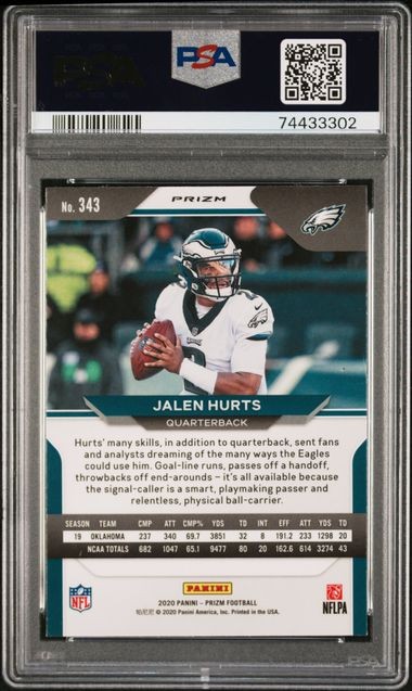 POP=156! RED ICE! 2020 Panini Prizm Jalen Hurts Rookie Card 343 PSA 10 Free SHIP view 2