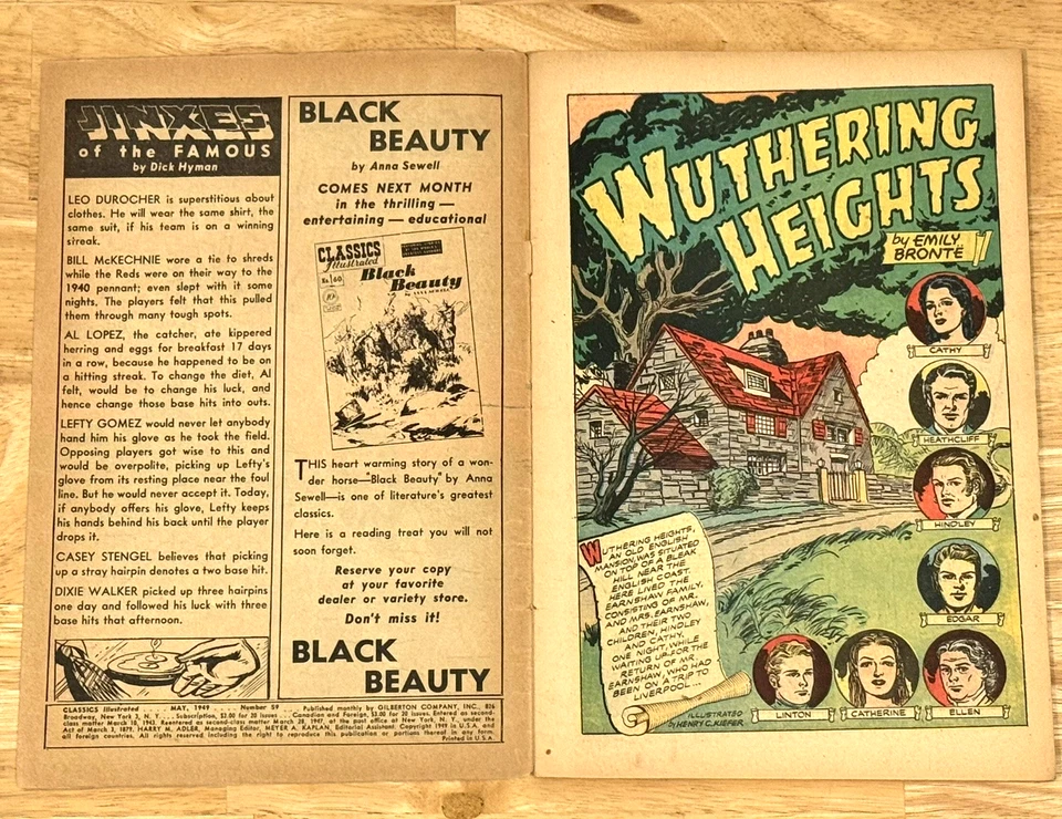Classics Illustrated WUTHERING HEIGHTS #59 HRN 60 1st Edition Comic Book GOOD - Image 4 of 4