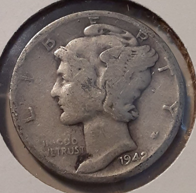 1942 Mercury Dime 10c Philadelphia Mint 90% Silver (#200-12920/RBJ) Winged Cap