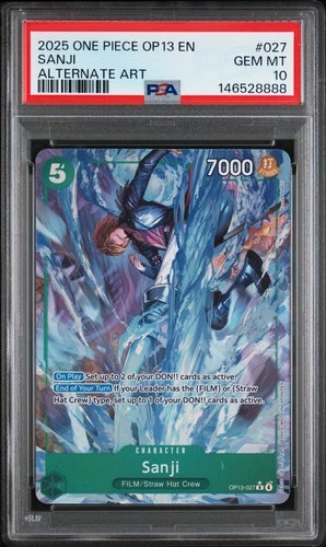 2025 ONE PIECE OP13-CARRYING ON HIS WILL ALTERNATE ART #027 SANJI PSA 10