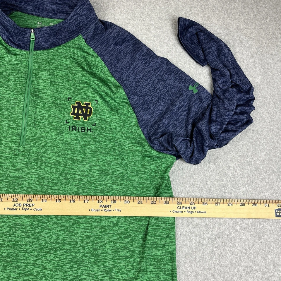 Camisa irlandesa de lucha Under Armour Notre Dame para hombre 2XL verde 1/4 cremallera pulóver Foto 4 de 4