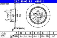 2X Ate 24.0110-0311.1 Bremsscheibe FüR Toyota
