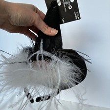 Headband Mini Witch Hat Feathered Halloween Spooky Costume Goth Whimsical Party