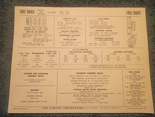 1965 Buick Special Skylark 300 V-8 Engine Sun Tune-up Chart Useful Item 1965 Buick Special Skylark 300 V-8 Engine Sun Tune-up Chart Useful Item