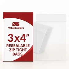 5000 3x4 Clear Plastic Zipper Poly Locking Reclosable Bags 2 MiL