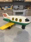 Vintage 1980 Fisher-Price Little People Jet Airplane #182 Green Missing Top Tail