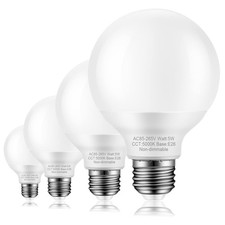 4-Pack Daylight Bathroom Light Bulbs, 60 watt Equivalent, E26 Medium Base, G25