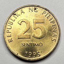 1995 Philippines 25 Sentimos - Filipino Coin - Brass - World Coin 