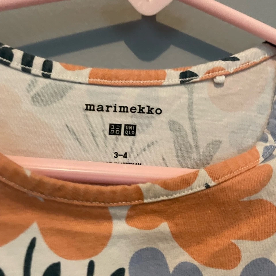 Marimekko x Uniqlo Floral A-line Cotton Dress toddler 3-4 - Image 2 of 4