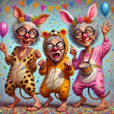 Celebrating Bunny Old Ladies Diamond Art Kits for Adults-Full Drill Diamond Dots