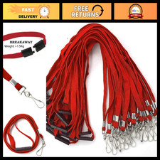 Premium Breakaway Red Lanyards with J-Hook - 50 PCS Neck ID Badge Holders
